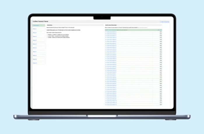 ISSA bodybuilding certification chapter outlines on a laptop on a blue background